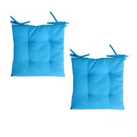 Set of 2 Outdoor Polyester Solid Chair Pads 40 x 40cm Ocean Blue