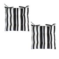 Set of 2 Outdoor Polyester Striped Chair Pads 40 x 40cm White Black