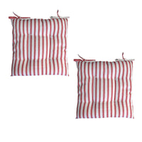 Set of 2 Outdoor Polyester Striped Chair Pads 40 x 40cm White Red