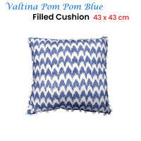 J.Elliot Home Valtina Pom Pom Blue Filled Cushion