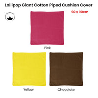 IDC Homewares Lollipop Extra Large Cotton Piped Square Cushion Cover 90 x 90 cm Yellow