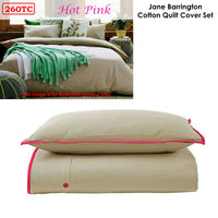 Jane Barrington Cotton Quilt Cover Set Taupe/Hot Pink Double
