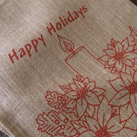 Christmas Jute Woven Taupe Table Runner 33 x 180cm Happy Holidays