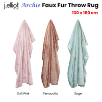 J Elliot Home Archie Sage Faux Fur Throw Rug 130 x 160cm