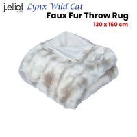 J Elliot Home Lynx Wild Cat Faux Fur Throw Rug 130 x 160cm