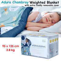 Jelly Bean Kids Adura Chambray Kids Weighted Blanket with Extra Cuddly Removable Cover 2.8kg 95 x 125 cm