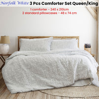 Ardor Norfolk White 3 Pcs Embossed Comforter Set Queen/King