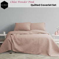 Ardor Chloe Powder Pink 3 Pcs Quilted Coverlet Set Queen/King