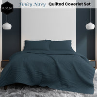 Ardor Finley Navy 3 Pcs Quilted Coverlet Set Queen/King