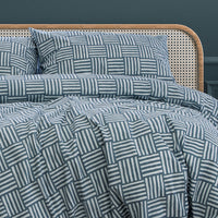 Ardor Fletcher Faded Indigo Printed Quilt Cover Set King