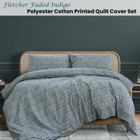 Ardor Fletcher Faded Indigo Printed Quilt Cover Set Queen