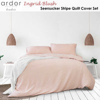 Ardor Ingrid Blush Seersucker Stripe Quilt Cover Set Queen