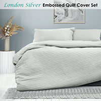 Ardor London Silver Embossed Quilt Cover Set Queen
