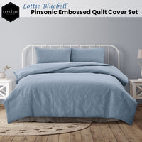 Ardor Lottie Bluebell Pinsonic Embossed Quilt Cover Set King