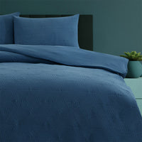Ardor Maxwell Navy Embossed Vintage Washed Quilt Cover Set King