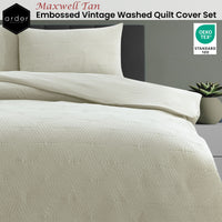 Ardor Maxwell Tan Embossed Vintage Washed Quilt Cover Set King