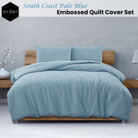 Ardor South Coast Pale Blue Embossed Quilt Cover Set King