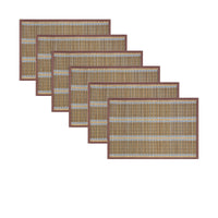 Set of 6 Victoria Bamboo Table Placemats 30 x 45cm Light Brown/Silver