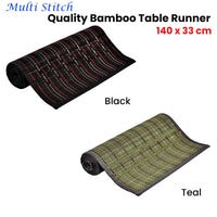 Multi Stitch Bamboo Table Runner 140 x 33cm Black