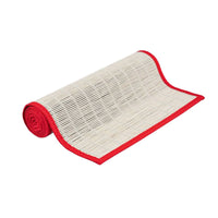 White with Red Border Bamboo Table Runner 140 x 33cm