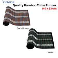 Victoria Bamboo Table Runner 140 x 33cm Black Silver