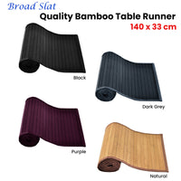 Broad Slat Bamboo Table Runner 140 x 33cm Black