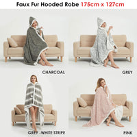 Ramesses Faux Fur Hooded Robe Charcoal