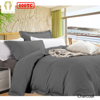 Ramesses Bamboo Cotton Quilt Cover Set Charcoal King