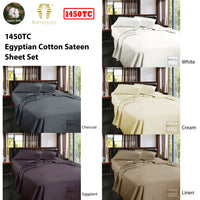 Ramesses 1450TC Egyptian Cotton Sateen Sheet Set Cream King