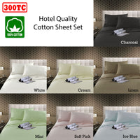 Kingtex 300TC Cotton Sheet Set Linen Single