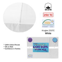 Kingtex 250TC Cotton Percale Sheet Set King White