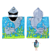Cute Kids Cotton Hooded Towel Poncho 60 x 120 cm Shark
