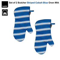 Ladelle Set of 2 Butcher Stripe Cobalt Blue Oven Mitt