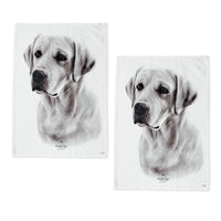 Set of 2 Delightful Dogs Cotton Kitchen Tea Towels 50 x 70 cm Labrador