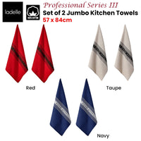 Ladelle Set of 2 Professional Series III Jumbo Cotton Kitchen Towels 57 x 84 cm Red