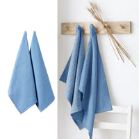 Ladelle Eco Recycled Cotton Set of 2 Cotton Kitchen Towels Blue 50 x 70 cm