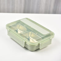 Kylin 304 Stainless Steel 4 Divided Simple Lunch Box with a cultery set - Green