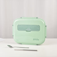 Kylin 304 Stainless Steel 5 Divided Smile Small Lunch Box With Soup Pot - Green