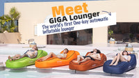 Giga Lounger Lazy Camping Air Bag Sofa Bed for Beach Sleeping Navy blue