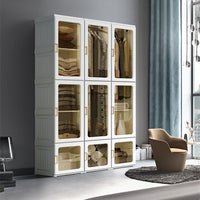 Kylin Cubes Storage Folding Cabinet Wardrobe With 8 Grids & 4 Doors & 1 Hanger