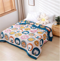 Whimsical Cartoon Animals Cotton Blanket Pattern Lion