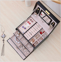 Jewellery Box With Mirror Double Drawers Organizer Storage Lock Case(White)