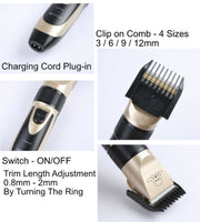 USB Charged pet shaver Cordless Clipper Pet Gromming Kit 4 Different Size Combs