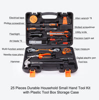 25Pcs Household Hand Tools Set Kit Box with Hard Storage Case Home Supplies