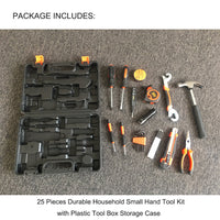 25Pcs Household Hand Tools Set Kit Box with Hard Storage Case Home Supplies