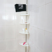 Telescopic Spring Tension Pole 4 Shelf Corner Bath Shower Rack Caddy Organiser