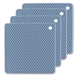 4 Pack Multi Purpose Silicone Insulation Mat Heat-Resistant Dishes Pads(Light Blue)