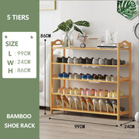 Multi-layers Bamboo Shoe Rack Storage Organizer Wooden Flower Stand Shelf(5 Layers)