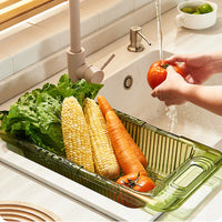 2 Pack Retractable Dish Drying Rack Basket Drainer Over The Sink(Green)