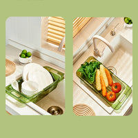 2 Pack Retractable Dish Drying Rack Basket Drainer Over The Sink(Green)